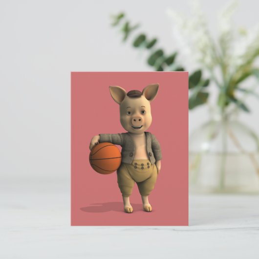 Carte Postale Piglet de basket (Debout devant)