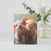 Carte Postale Piglets adorables dans la pluie (Debout devant)