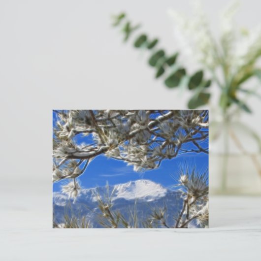 Carte Postale Pikes Peak Hiver Neige Couverte Art Fractal (Debout devant)