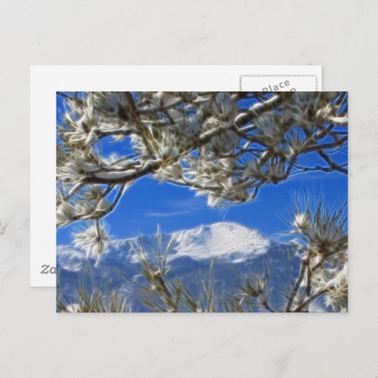 Carte Postale Pikes Peak Hiver Neige Couverte Art Fractal (Devant / Derrière)