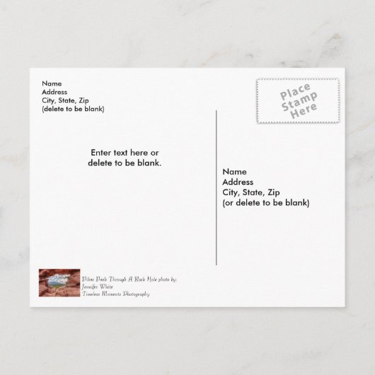 Carte Postale Pikes Peek à travers un trou dans le rocher (Dos)