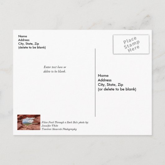 Carte Postale Pikes Pille À Travers Un Trou Rocheux Pensant À U (Dos)