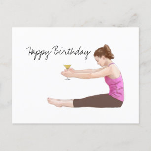 Carte Postale Pilates Happy Birthday Card avec cocktail