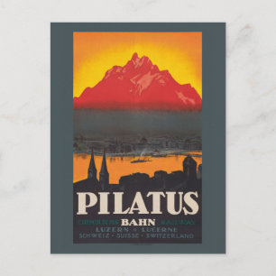 Carte Postale Pilatus Bahn Switzerland Vintage Poster 1910