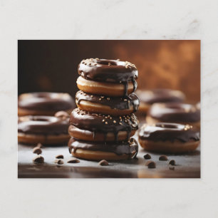 Carte Postale Pile de beignets glacés au chocolat