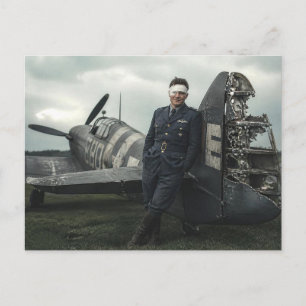 Carte Postale Pilote abattu de la Seconde Guerre mondiale et avi