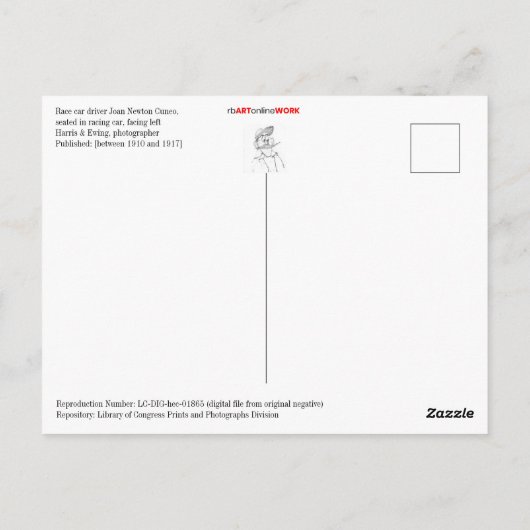 Carte Postale Pilote automobile Joan Newton Cuneo (Dos)