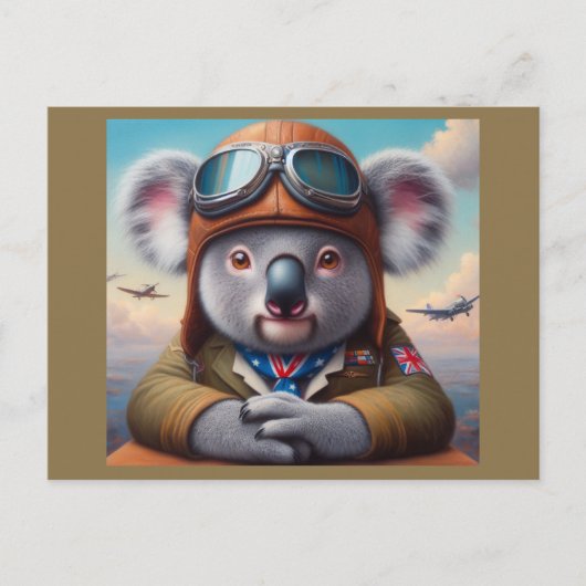 Carte Postale Pilote d'avion Koala (Devant)