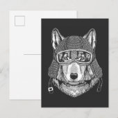 Carte Postale Pilote de motocyclette Wolf Dog (Devant / Derrière)
