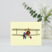Carte Postale Pilote et biplane (Debout devant)