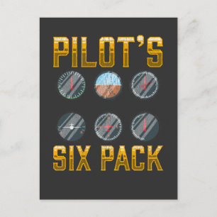 Carte Postale Pilote Six Pack Humour de vol Amateur d'avion