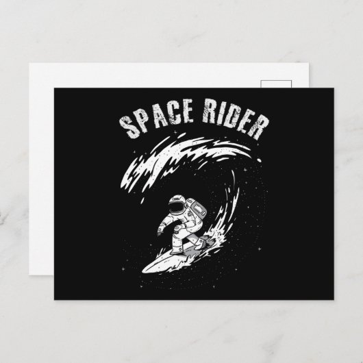 Carte Postale Pilote spatial astronaute de surf (Devant / Derrière)
