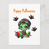 Carte Postale Pilote Zombie avion volant et Bat Funny Halloween (Devant)