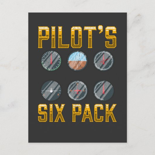 Carte Postale Pilotes six pack Humour de vol avion aideur (Devant)