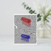 carte postale pilule rouge, pilule bleue (Debout devant)