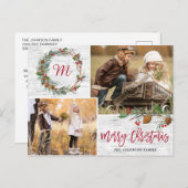 Carte Postale Pin de Noël cônes 2 PHOTOS Oiseau de Noël (Devant / Derrière)