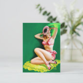 Carte Postale Pin rose Bikini vers le haut (Debout devant)