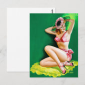 Carte Postale Pin rose Bikini vers le haut (Devant / Derrière)
