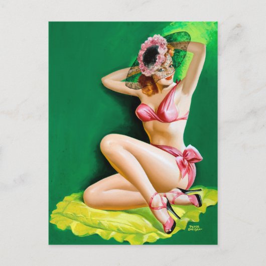 Carte Postale Pin rose Bikini vers le haut (Devant)