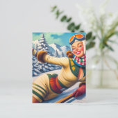 Carte Postale Pin Ski Vintage (Debout devant)