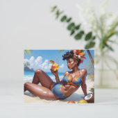 Carte Postale Pin-up à la plage (Debout devant)