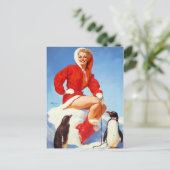 Carte postale Pin-Up avec pingouins (Debout devant)