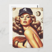 Carte Postale Pin-up de baseball vintage (Devant / Derrière)