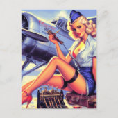 Carte Postale Pin-up de l'avion vintage (Devant)