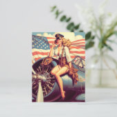 Carte Postale Pin-up de l'avion vintage (Debout devant)