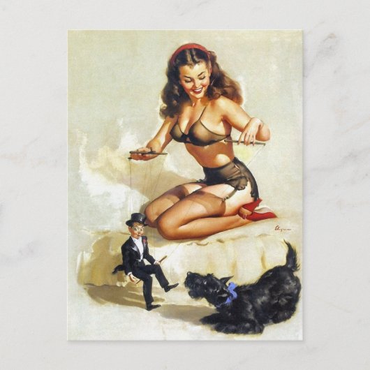 Carte Postale Pin-up de marionnettiste (Devant)