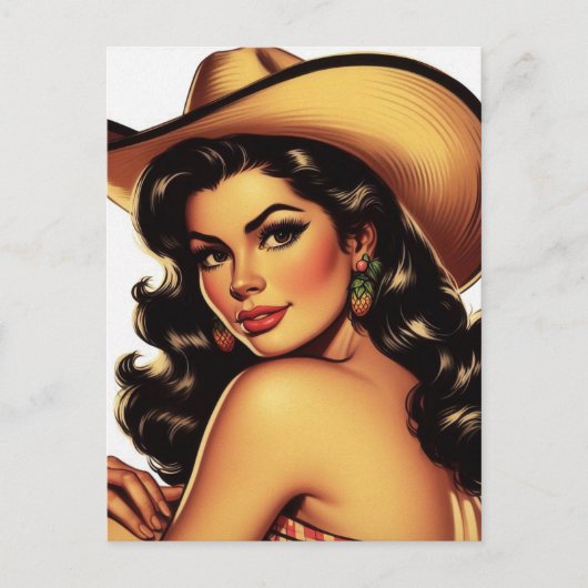 Carte Postale Pin-up de pays mignon (Devant)