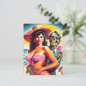 Carte Postale Pin-up de plage zombie flippant (Debout devant)