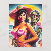 Carte Postale Pin-up de plage zombie flippant (Devant)