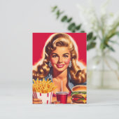 Carte Postale Pin-up de restauration rapide vintage (Debout devant)