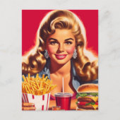 Carte Postale Pin-up de restauration rapide vintage (Devant)