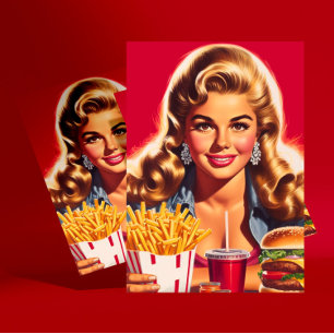 Carte Postale Pin-up de restauration rapide vintage