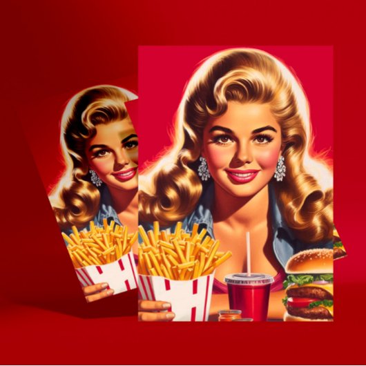 Carte Postale Pin-up de restauration rapide vintage