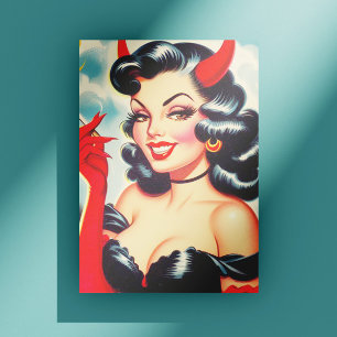 Carte Postale Pin-up diabolique rétro