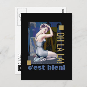 Carte Postale Pin-up Girl avec Arrière - plan industriel