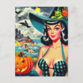 Carte Postale Pin-up Halloween vintage (Devant)