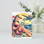 Carte Postale Pin-up Pilote Rétro (Debout devant)