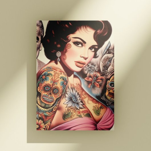 Carte Postale Pin-up Tatouée Rétro