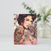 Carte Postale Pin-up Tatouée Rétro (Debout devant)