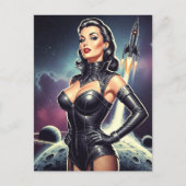 Carte Postale Pin-up Vintage Espace (Devant)