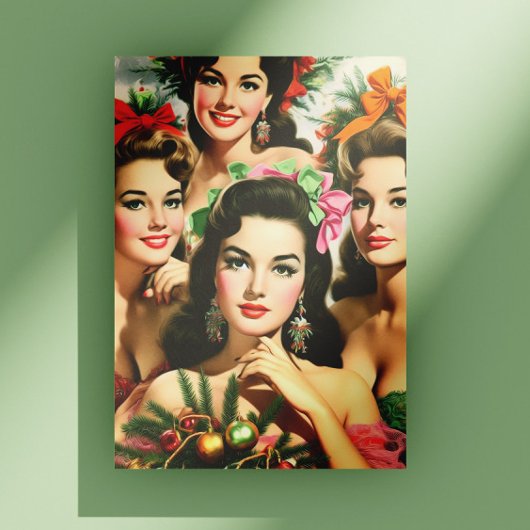 Carte Postale Pin-ups de Noël rétro