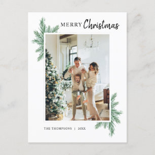 Carte Postale Pin vert minimaliste photo Joyeux Noël