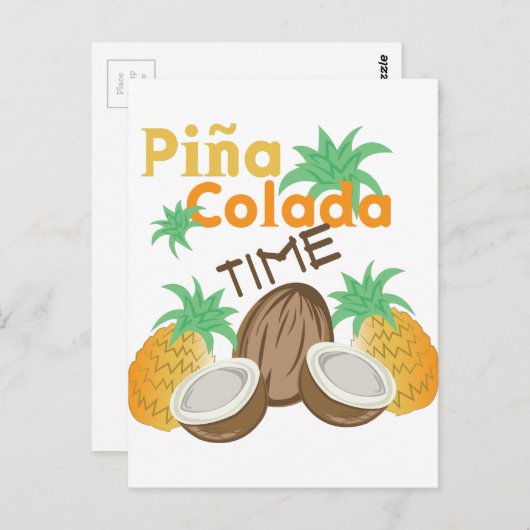 Carte Postale Pina Colada Heure (Devant / Derrière)