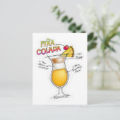 CARTE POSTALE PINA COLADA RECETTE COCKTAIL ART (Debout devant)