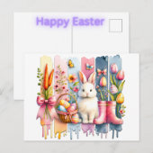 Carte Postale Pinceau de Joyeuses Pâques (Devant / Derrière)