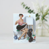 Carte Postale Pinceau de peintre vers le haut (Debout devant)